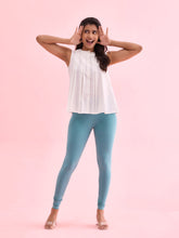 Load image into Gallery viewer, Go Colors Light Mint Cotton Stretch Ankle Length Leggings
