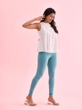 Load image into Gallery viewer, Go Colors Light Mint Cotton Stretch Ankle Length Leggings
