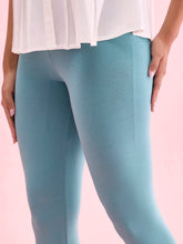 Load image into Gallery viewer, Go Colors Light Mint Cotton Stretch Ankle Length Leggings
