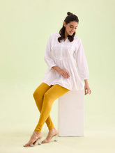Load image into Gallery viewer, Go Colors Light Mustard Cotton Stretch Ankle Length Leggings
