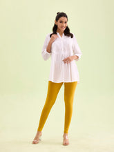 Load image into Gallery viewer, Go Colors Light Mustard Cotton Stretch Ankle Length Leggings

