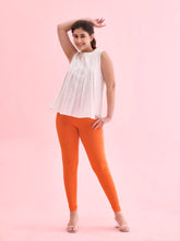 Load image into Gallery viewer, Go Colors Light Orange Cotton Stretch Ankle Length Leggings
