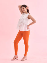 Load image into Gallery viewer, Go Colors Light Orange Cotton Stretch Ankle Length Leggings
