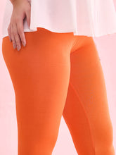 Load image into Gallery viewer, Go Colors Light Orange Cotton Stretch Ankle Length Leggings
