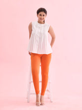 Load image into Gallery viewer, Go Colors Light Orange Cotton Stretch Ankle Length Leggings
