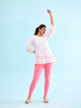 Load image into Gallery viewer, Go Colors Light Pink Cotton Stretch Ankle Length Leggings
