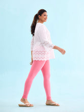 Load image into Gallery viewer, Go Colors Light Pink Cotton Stretch Ankle Length Leggings
