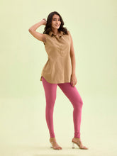 Load image into Gallery viewer, Go Colors Light Wine Cotton Stretch Ankle Length Leggings

