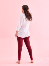 Load image into Gallery viewer, Go Colors Maroon Cotton Stretch Ankle Length Leggings
