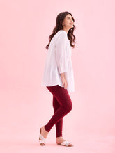 Load image into Gallery viewer, Go Colors Maroon Cotton Stretch Ankle Length Leggings

