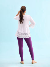 Load image into Gallery viewer, Go Colors Medium Purple Cotton Stretch Ankle Length Leggings
