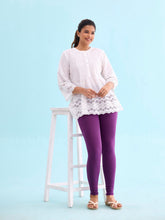 Load image into Gallery viewer, Go Colors Medium Purple Cotton Stretch Ankle Length Leggings
