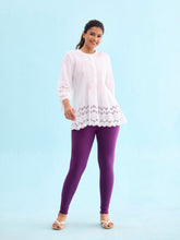 Load image into Gallery viewer, Go Colors Medium Purple Cotton Stretch Ankle Length Leggings
