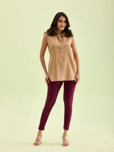 Load image into Gallery viewer, Go Colors Medium Violet Cotton Stretch Ankle Length Leggings
