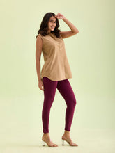 Load image into Gallery viewer, Go Colors Medium Violet Cotton Stretch Ankle Length Leggings
