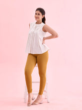 Load image into Gallery viewer, Go Colors Mustard Cotton Stretch Ankle Length Leggings
