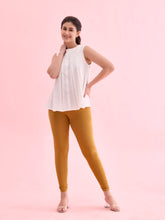 Load image into Gallery viewer, Go Colors Mustard Cotton Stretch Ankle Length Leggings
