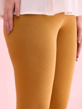 Load image into Gallery viewer, Go Colors Mustard Cotton Stretch Ankle Length Leggings
