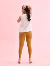 Load image into Gallery viewer, Go Colors Mustard Cotton Stretch Ankle Length Leggings
