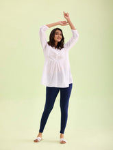 Load image into Gallery viewer, Go Colors Navy Cotton Stretch Ankle Length Leggings
