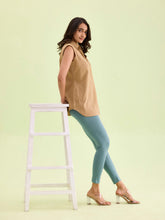 Load image into Gallery viewer, Go Colors Ocean Green Cotton Stretch Ankle Length Leggings
