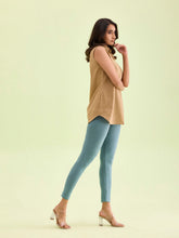 Load image into Gallery viewer, Go Colors Ocean Green Cotton Stretch Ankle Length Leggings
