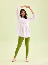 Load image into Gallery viewer, Go Colors Pista Green Cotton Stretch Ankle Length Leggings
