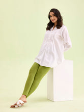 Load image into Gallery viewer, Go Colors Pista Green Cotton Stretch Ankle Length Leggings

