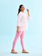 Load image into Gallery viewer, Go Colors Rose Cotton Stretch Ankle Length Leggings
