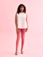 Load image into Gallery viewer, Go Colors Rusty Pink Cotton Stretch Ankle Length Leggings
