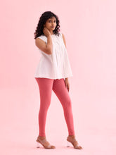 Load image into Gallery viewer, Go Colors Rusty Pink Cotton Stretch Ankle Length Leggings
