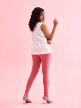 Load image into Gallery viewer, Go Colors Rusty Pink Cotton Stretch Ankle Length Leggings
