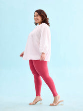 Load image into Gallery viewer, Go Colors Rusty Rose Cotton Stretch Ankle Length Leggings
