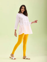 Load image into Gallery viewer, Go Colors Saffron Cotton Stretch Ankle Length Leggings
