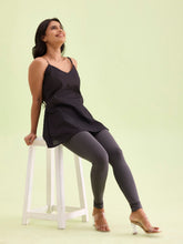 Load image into Gallery viewer, Go Colors Silver Grey Cotton Stretch Ankle Length Leggings
