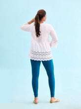 Load image into Gallery viewer, Go Colors Turquoise Blue Cotton Stretch Ankle Length Leggings
