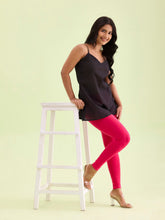 Load image into Gallery viewer, Go Colors Young Fuchsia Cotton Stretch Ankle Length Leggings
