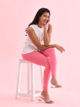 Load image into Gallery viewer, Go Colors Young Pink Cotton Stretch Ankle Length Leggings
