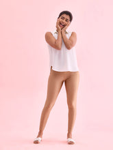 Load image into Gallery viewer, Go Colors Antique Gold Nylon Stretch Shimmer Leggings
