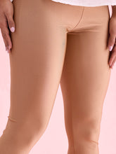 Load image into Gallery viewer, Go Colors Antique Gold Nylon Stretch Shimmer Leggings
