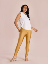 Load image into Gallery viewer, Go Colors Bright Gold Nylon Stretch Shimmer Leggings
