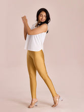 Load image into Gallery viewer, Go Colors Bright Gold Nylon Stretch Shimmer Leggings
