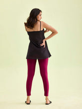 Load image into Gallery viewer, Go Colors Dark Rose Nylon Stretch Shimmer Leggings
