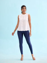 Load image into Gallery viewer, Go Colors Navy Nylon Stretch Shimmer Leggings

