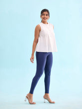 Load image into Gallery viewer, Go Colors Navy Nylon Stretch Shimmer Leggings
