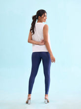 Load image into Gallery viewer, Go Colors Navy Nylon Stretch Shimmer Leggings
