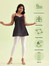 Load image into Gallery viewer, Go Colors White Nylon Stretch Shimmer Leggings
