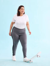 Load image into Gallery viewer, Go Colors Antra Melanges Cotton Stretch Side Stripes Active Leggings
