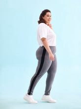 Load image into Gallery viewer, Go Colors Antra Melanges Cotton Stretch Side Stripes Active Leggings
