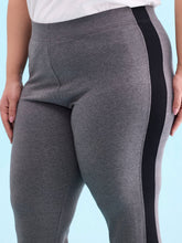 Load image into Gallery viewer, Go Colors Antra Melanges Cotton Stretch Side Stripes Active Leggings
